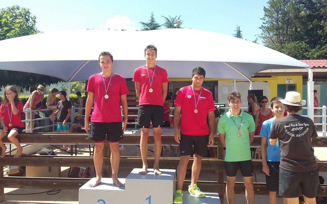 34ème Grand prix de St-Egrève le 25 juin 2017 (5) : Lou sans égale en brasse devance une Marianne de plus en plus ambitieuse, Lilian finit 2ème dans un temps canon, Rémi et Yannis complètent le podium juniors.   