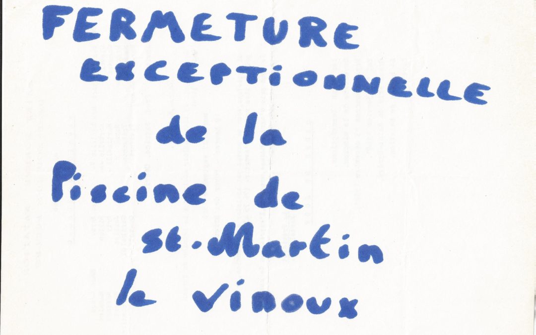Fermeture de la piscine de St-martin le Vinoux le jeudi 5/12