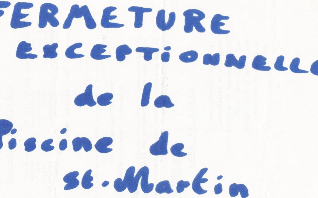 Fermeture exceptionnelle de la piscine de St-Martin le Vinoux du lundi 29 avril au vendredi 3 mai inclus